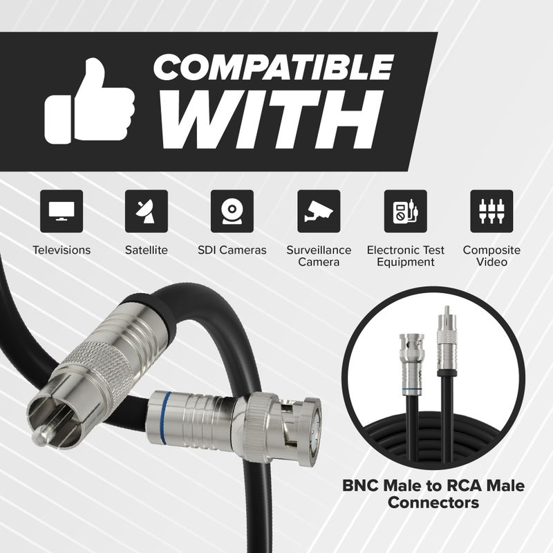 THE CIMPLE CO 25 FT BNC to RCA RG6 Cable - Male BNC to Male RCA Cable - 75 Ohm Coaxial, 50/75 Ohm Connectors, SDI, HD-SDI, CCTV, Camera - Black, 25 ft (7 Meters) - Image 2